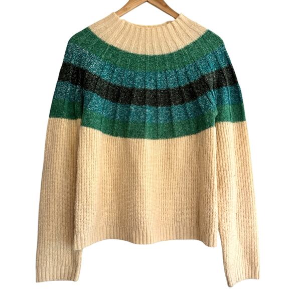 Greylin Megan Green Blue Fair Isle Striped Sweater Small Ombré Slouchy Sweater - Picture 2 of 9